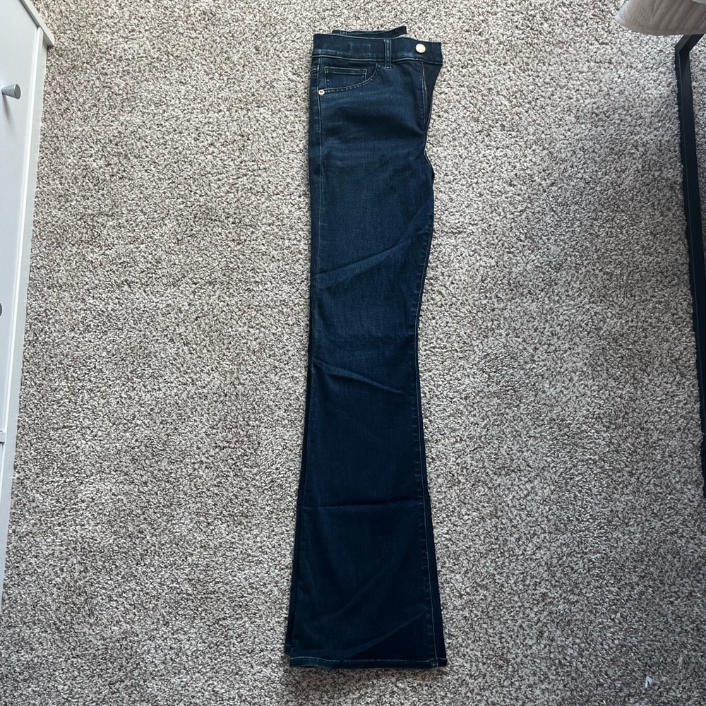 Express jeans, dark wash, never worn, high rise, flare